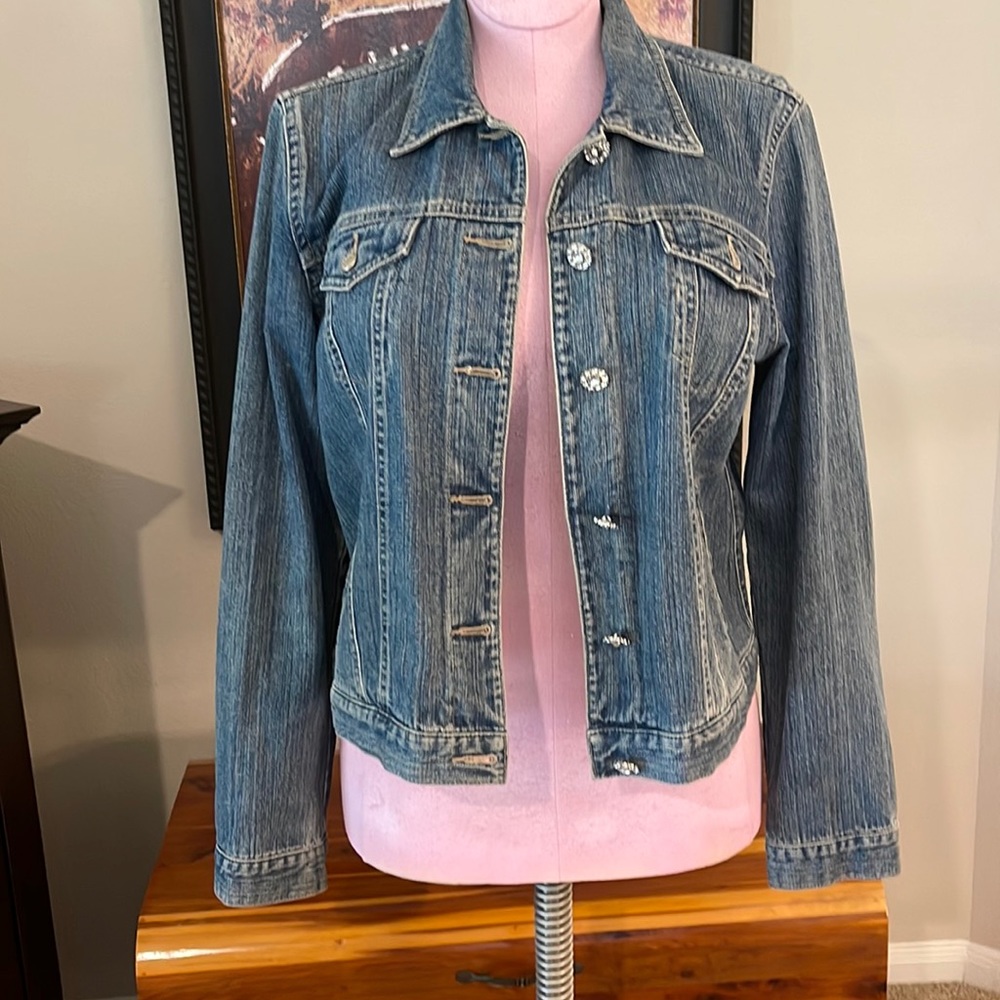Womens Embellished Denim Jacket Size XL